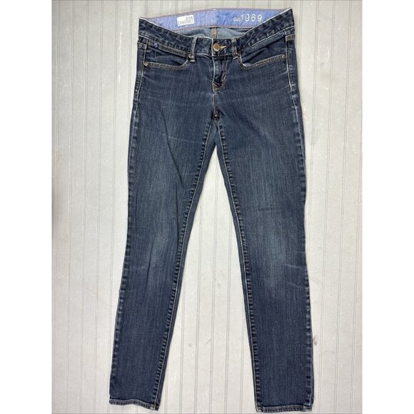 Gap 1969 Size 27 4 Womens Jeans Always Skinny Low Rise Stretch Dark Wash - Picture 1 of 4
